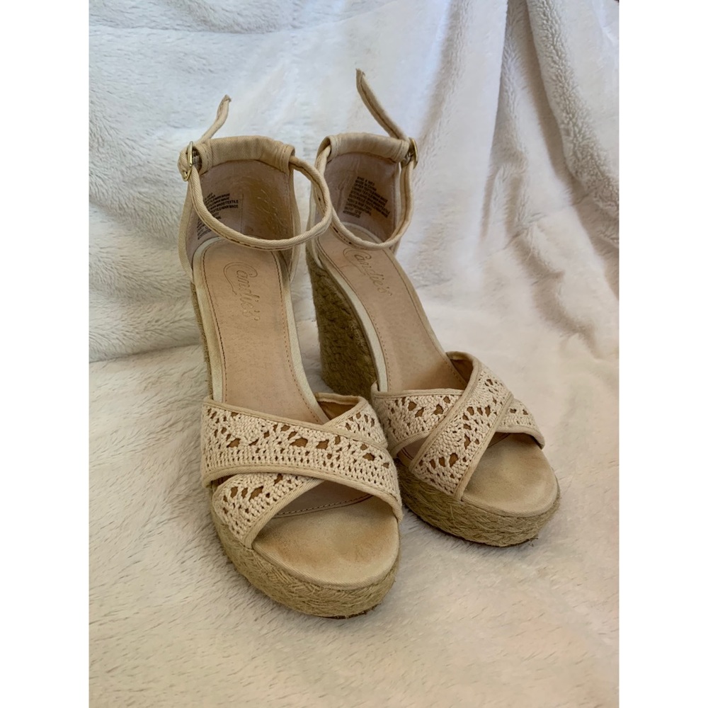 Cream & Tan Wedge Heels - Picture 5 of 11